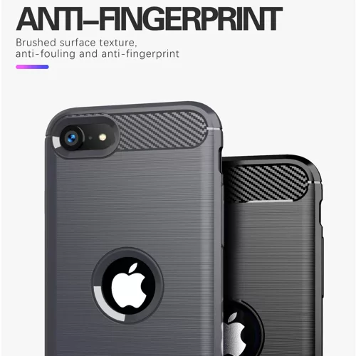 TechSuit - Carbon szilikon tok - iPhone SE 2, SE 2020 / iPhone SE 3, SE 2022 - Fekete