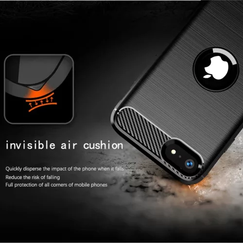 TechSuit - Carbon szilikon tok - iPhone SE 2, SE 2020 / iPhone SE 3, SE 2022 - Fekete