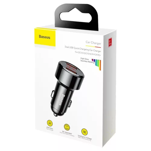 Baseus - Car Charger Magic Series (CCMLC20A-01) - Fast Charging, 45W, 2x USB - Black