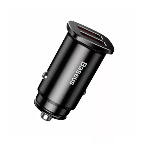 Baseus - Car Charger Square Metal Series (CCALL-DS01) - 2x USB, Quick Charge 3.0, SCP, AFC, 30W - Black