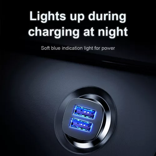 Baseus - Car Charger Square Metal Series (CCALL-DS01) - 2x USB, Quick Charge 3.0, SCP, AFC, 30W - Black