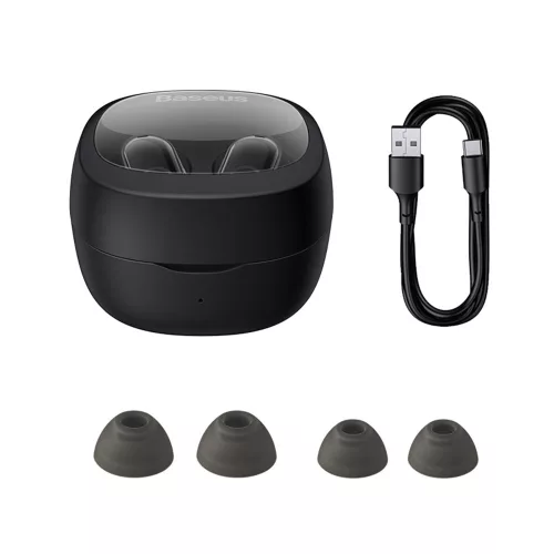 Baseus - Bowie WM02 vezeték nélküli fülhallgató (NGTW370201) - Bluetooth 5.3, TWS, fülbe helyezhető, mikrofonnal - fekete