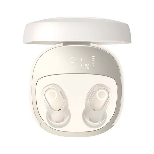 Baseus - Vezeték nélküli fülhallgató WM02+ (NGTW370302) - Valódi vezeték nélküli sztereó, Bluetooth V5.3, okoskijelző - krémfehér