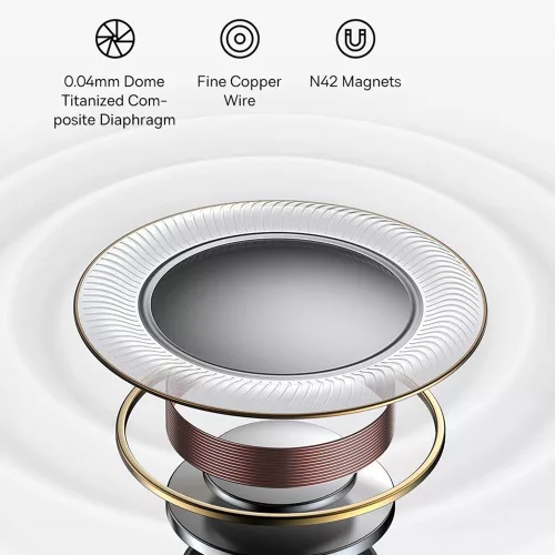 Baseus - Bowie M2 vezeték nélküli fülhallgató (A00024000221-Z1) - TWS, Bluetooth - Holdfehér