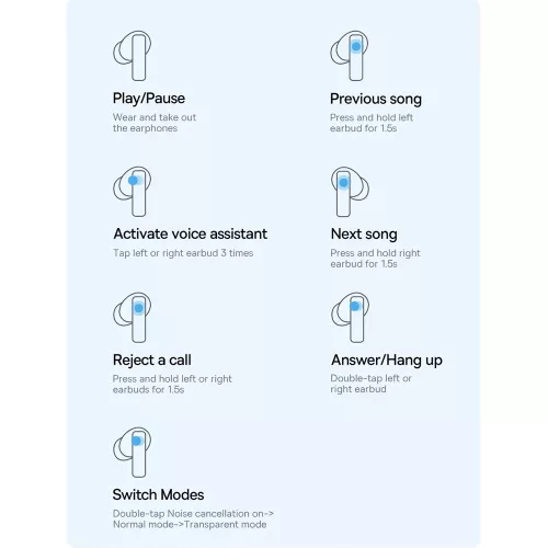 Baseus - Bowie M2 vezeték nélküli fülhallgató (A00024000221-Z1) - TWS, Bluetooth - Holdfehér