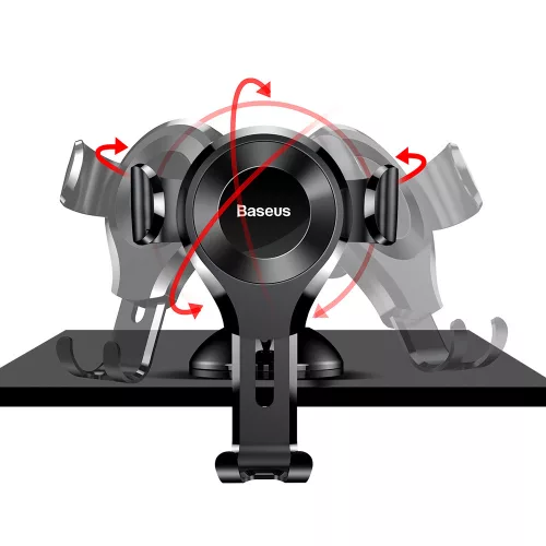 Baseus - Autós tartó Osculum (SUYL-XP01) - Grativációs karok Műszerfalra, Szélvédőre, 360° Rotating, Tapadókorong - Black