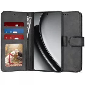   Techsuit - Diary Book kinyitható tok - Realme  GT 6 / GT 6T - Fekete