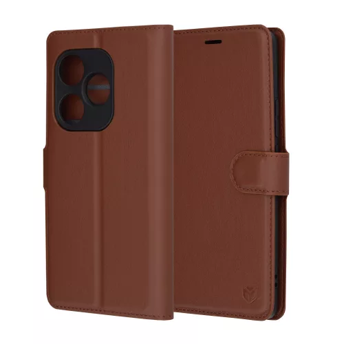 Techsuit - Leather Folio kinyitható tok - Realme  GT 6 / GT 6T - Barna