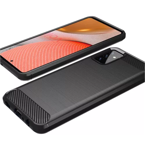 Techsuit - Carbon szilikon tok - Samsung Galaxy A72 4G / A72 5G - Fekete