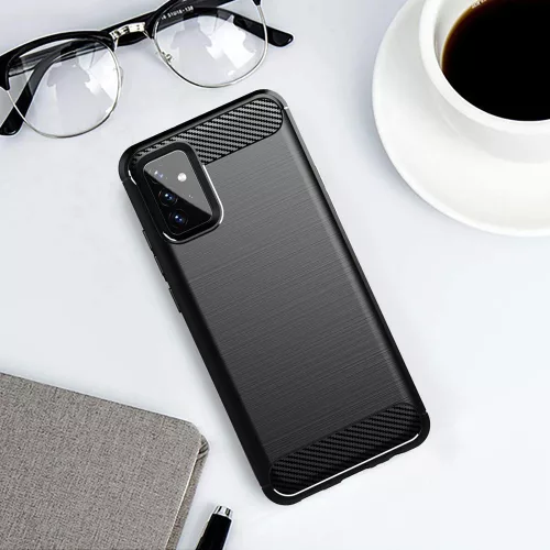 Techsuit - Carbon szilikon tok - Samsung Galaxy A72 4G / A72 5G - Fekete