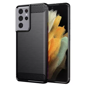   Techsuit - Carbon szilikon tok - Samsung Galaxy S21 Ultra 5G - Fekete