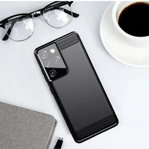 Techsuit - Carbon szilikon tok - Samsung Galaxy S21 Ultra 5G - Fekete