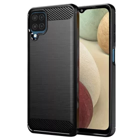   Techsuit - Carbon szilikon tok - Samsung Galaxy A12 / A12 Nacho - Fekete
