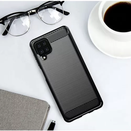 Techsuit - Carbon szilikon tok - Samsung Galaxy A12 / A12 Nacho - Fekete