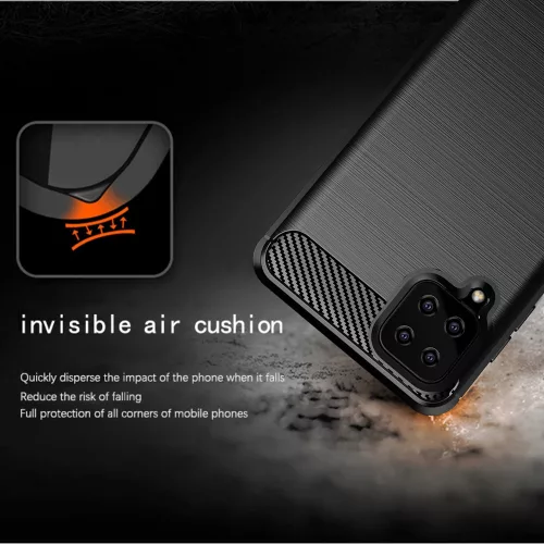 Techsuit - Carbon szilikon tok - Samsung Galaxy A12 / A12 Nacho - Fekete