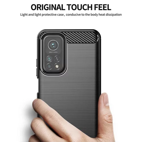 TechSuit - Carbon szilikon tok - Xiaomi Mi 10T 5G / Mi 10T Pro 5G - Fekete