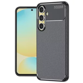   Techsuit - CarbonFiber szilikon tok - Samsung Galaxy S24 FE - Fekete
