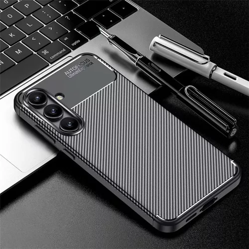 Techsuit - CarbonFiber szilikon tok - Samsung Galaxy S24 FE - Fekete