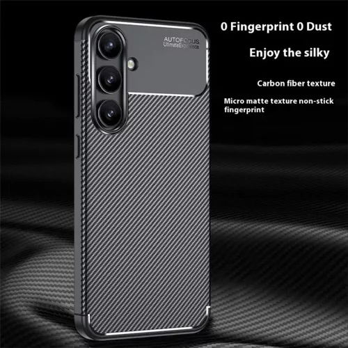 Techsuit - CarbonFiber szilikon tok - Samsung Galaxy S24 FE - Fekete
