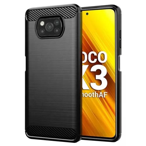 TechSuit - Carbon szilikon tok - Xiaomi Poco X3 / Poco X3 NFC / Poco X3 Pro - Fekete