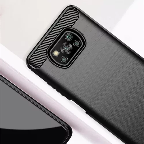 TechSuit - Carbon szilikon tok - Xiaomi Poco X3 / Poco X3 NFC / Poco X3 Pro - Fekete