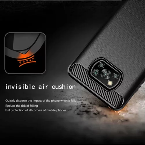 TechSuit - Carbon szilikon tok - Xiaomi Poco X3 / Poco X3 NFC / Poco X3 Pro - Fekete