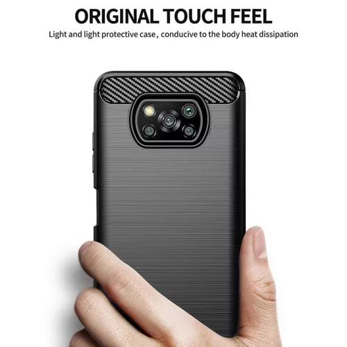 TechSuit - Carbon szilikon tok - Xiaomi Poco X3 / Poco X3 NFC / Poco X3 Pro - Fekete