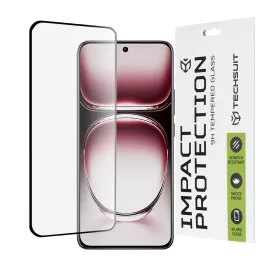   Techsuit - 111D Full Cover / Full Glue üvegfólia / 3D kerekített szélű kijelzőhöz - Oppo Reno12 Pro - Fekete széllel