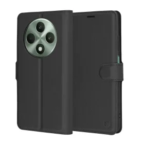   Techsuit - Leather Folio kinyitható tok - Oppo Reno12 F 4G / Reno12 F 5G / Reno12 FS 4G / Reno12 FS 5G - Fekete