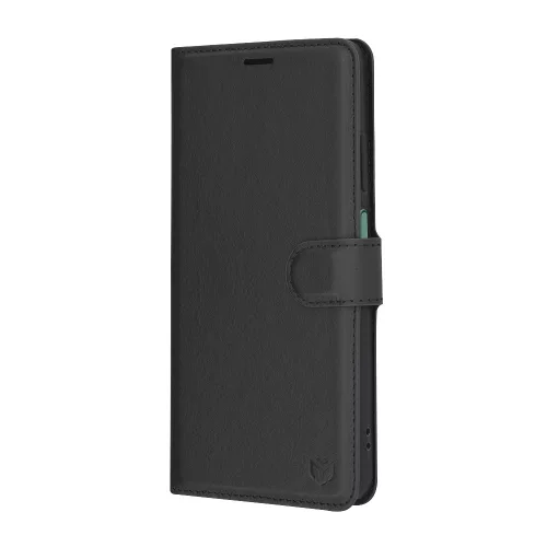 Techsuit - Leather Folio kinyitható tok - Oppo Reno12 F 4G / Reno12 F 5G / Reno12 FS 4G / Reno12 FS 5G - Fekete