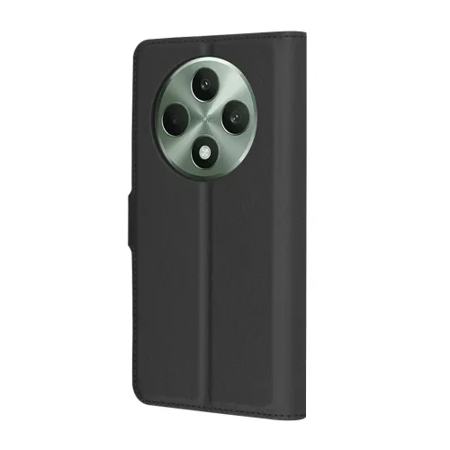 Techsuit - Leather Folio kinyitható tok - Oppo Reno12 F 4G / Reno12 F 5G / Reno12 FS 4G / Reno12 FS 5G - Fekete