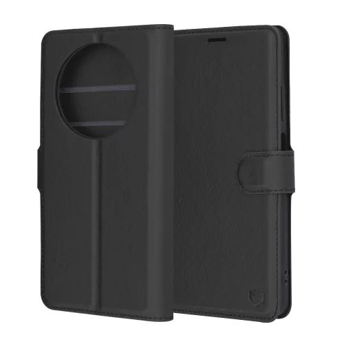Techsuit - Leather Folio kinyitható tok - Oppo Reno12 F 4G / Reno12 F 5G / Reno12 FS 4G / Reno12 FS 5G - Fekete