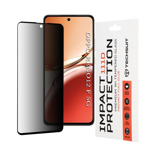 Techsuit - 111D Privacy betekintésgátló üvegfólia - Oppo Reno12 F 4G / Reno12 F 5G / Reno12 FS 4G / Reno12 FS 5G - Fekete