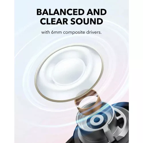 Anker - Vezeték nélküli fülhallgató SoundCore A30i (A3958G11) - Bluetooth 5.4, Zajszűrős, IP54, Mikrofonnal - Fekete