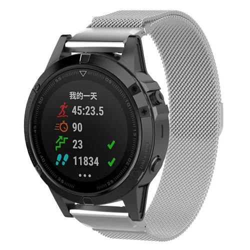 Techsuit - Watchband QuickFit 22mm (W009) - Garmin Fenix 5/5 Plus 6/6 Pro/7/Forerunner 945/955/970/Approach S60/S62 - Silver