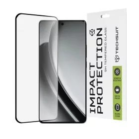  Techsuit - 111D Full Cover / Full Glue üvegfólia / 3D kerekített szélű kijelzőhöz - Realme GT 6 / GT 6T - Fekete széllel