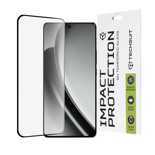 Techsuit - 111D Full Cover / Full Glue üvegfólia / 3D kerekített szélű kijelzőhöz - Realme GT 6 / GT 6T - Fekete széllel