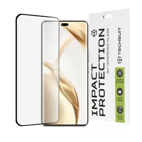   Techsuit - 111D Full Cover / Full Glue üvegfólia / 3D kerekített szélű kijelzőhöz - Honor 200 Pro - Fekete széllel