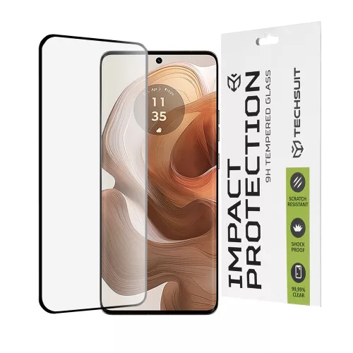 Techsuit - 111D Full Cover / Full Glue üvegfólia / 3D kerekített szélű kijelzőhöz - Motorola Edge 50 Ultra - Fekete széllel