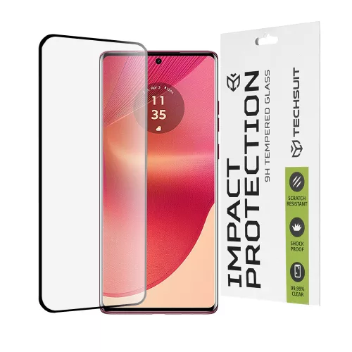 Techsuit - 111D Full Cover / Full Glue üvegfólia / 3D kerekített szélű kijelzőhöz - Motorola Edge 50 Fusion - Fekete széllel