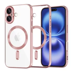   Techsuit - Luxury Crystal MagSafe tok - iPhone 16 - Rózsaszín átlátszó
