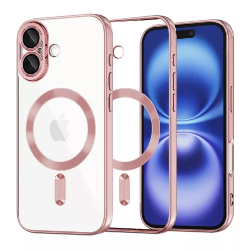 Techsuit - Luxury Crystal MagSafe tok - iPhone 16 - Rózsaszín átlátszó
