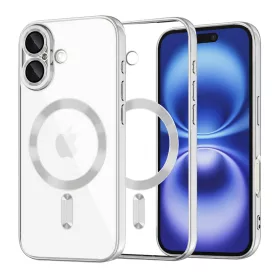   Techsuit - Luxury Crystal MagSafe tok - iPhone 16 - Ezüst átlátszó