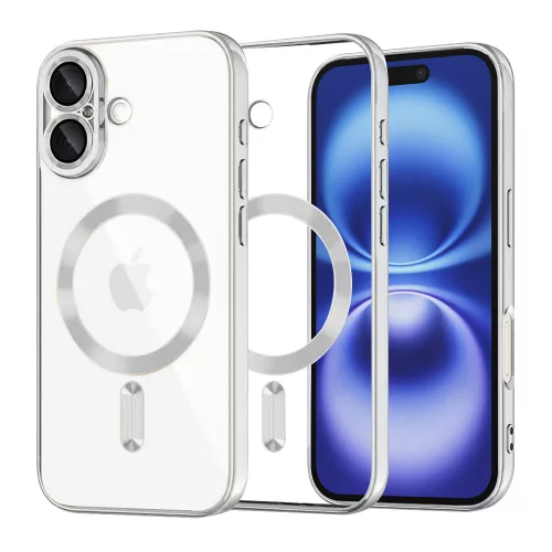 Techsuit - Luxury Crystal MagSafe tok - iPhone 16 - Ezüst átlátszó