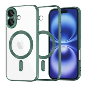   Techsuit - Luxury Crystal MagSafe tok - iPhone 16 - Sötétzöld átlátszó