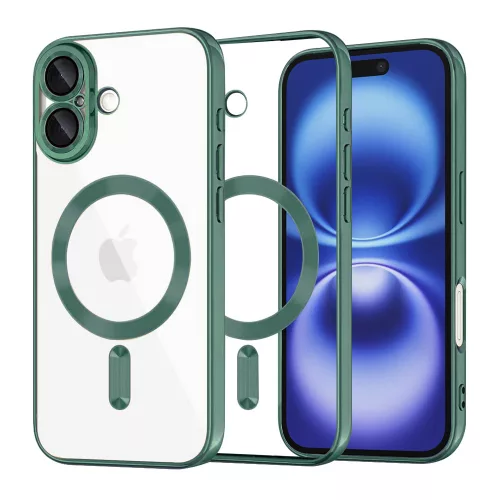 Techsuit - Luxury Crystal MagSafe tok - iPhone 16 - Sötétzöld átlátszó