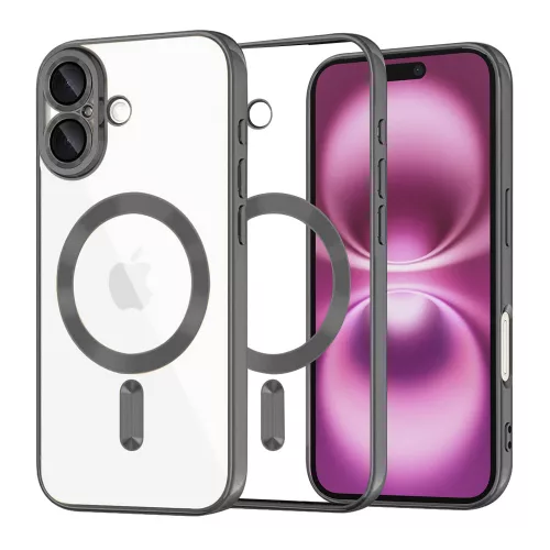 Techsuit - Luxury Crystal MagSafe tok - iPhone 16 Plus - Fekete átlátszó