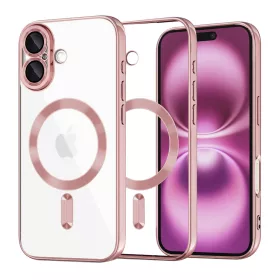   Techsuit - Luxury Crystal MagSafe tok - iPhone 16 Plus - Rózsaszín átlátszó