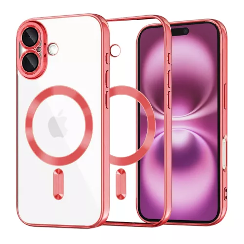 Techsuit - Luxury Crystal MagSafe tok - iPhone 16 Plus - Piros átlátszó