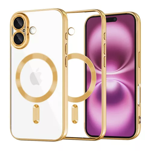 Techsuit - Luxury Crystal MagSafe tok - iPhone 16 Plus - Arany átlátszó